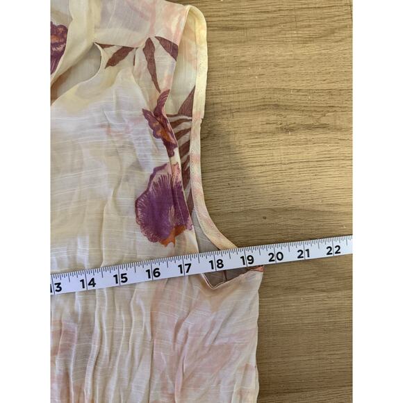 Harve Benard Floral Sleeveless Top Light Weight Tie Front Tropical Large - Picture 4 of 7